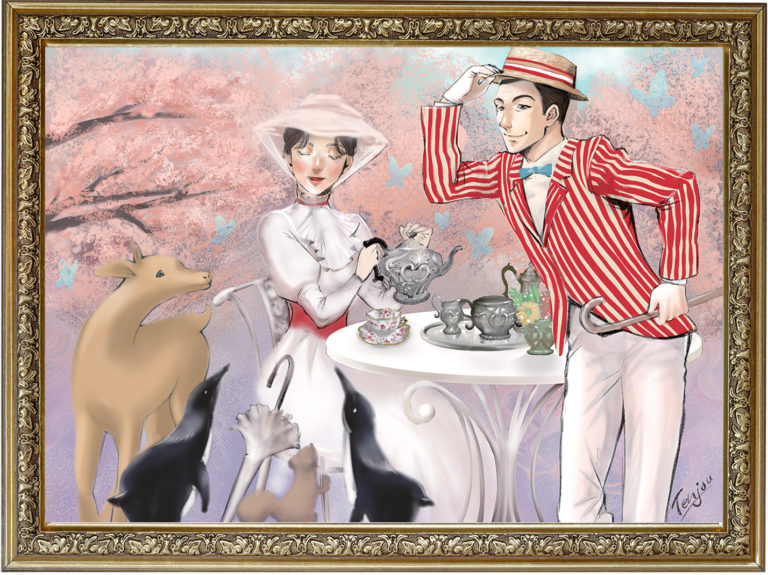 メリーポピンズ 春のティータイム Mary Poppins Afternoon Tea アンティークシルバーのある風景 イラストレーターさんとのコラボ企画 アンティークシルバーの世界